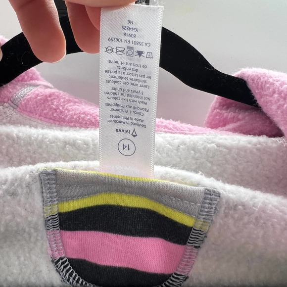 Ivivva Lululemon Striped Heavy Jacket Zippered Hooded Thumb Holes Girls 14 READ - Picture 5 of 9
